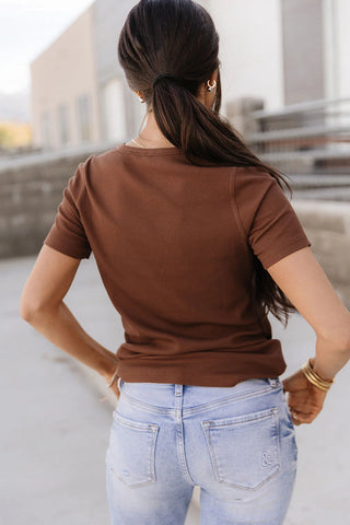 *Ampersand Ave* Ribbed Lulu Tee - Coffee