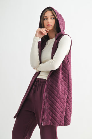 Ashlyn Quilted Vest - Plum