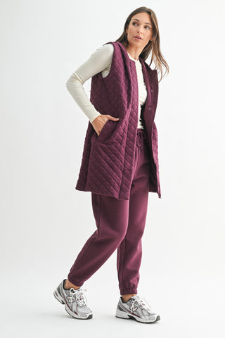 Ashlyn Quilted Vest - Plum
