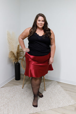 Satin Skirt - Ruby