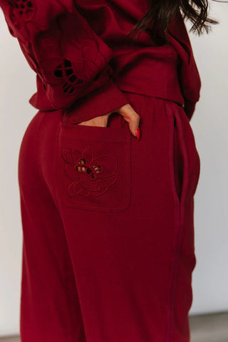*Ampersand Ave* University Wide Leg Comfs - Love Story Crimson