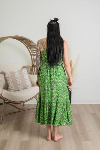 { DEX } Green Leaf Maxi Dress