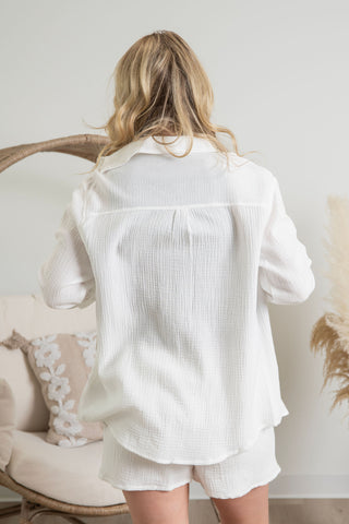 { DEX } Muslin Button Up - White