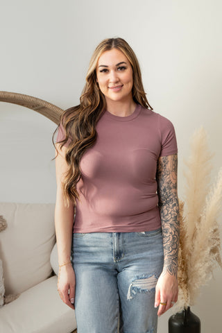 Signature Fitted Tee - Dusty Rose