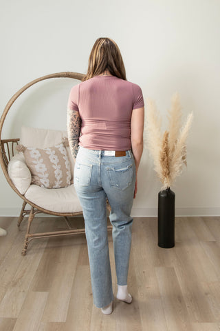 Signature Fitted Tee - Dusty Rose