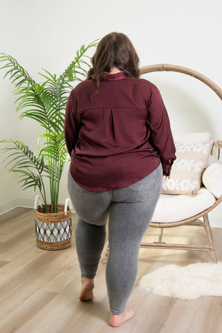 { DEX } Textured Blouse - Wine