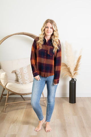 { DEX } Plum Plaid Shirt