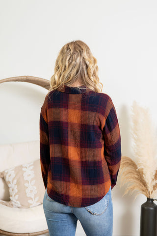 { DEX } Plum Plaid Shirt