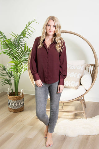 { DEX } Textured Blouse - Wine