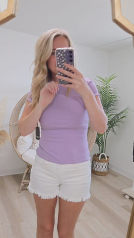 ~ Brunette ~ Basic Ribbed Tee - Lavender